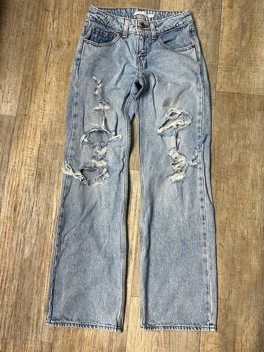 Levi's Light Blue Distressed Flare Jeans